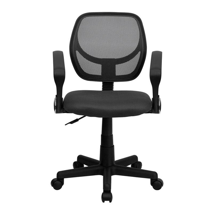 Low Back Gray Mesh Swivel Task Office Chair with Arms