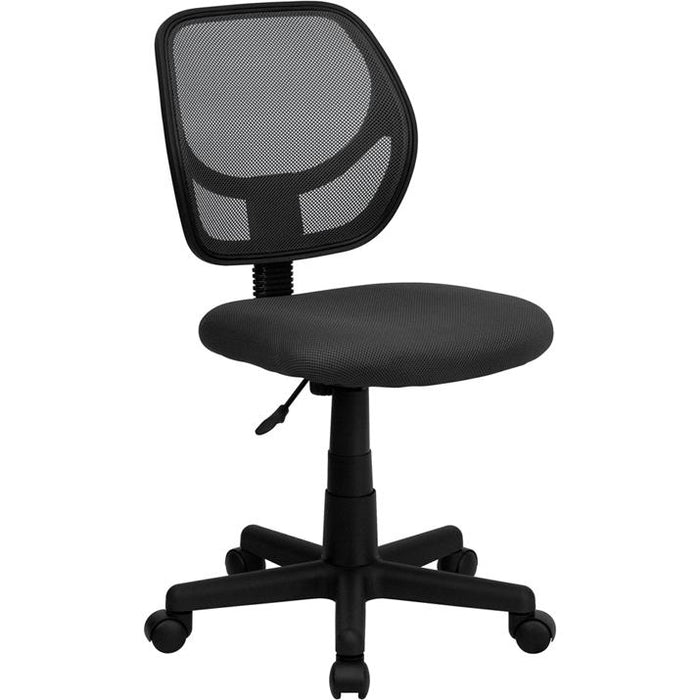 Low Back Gray Mesh Swivel Task Office Chair with Curved Square Back