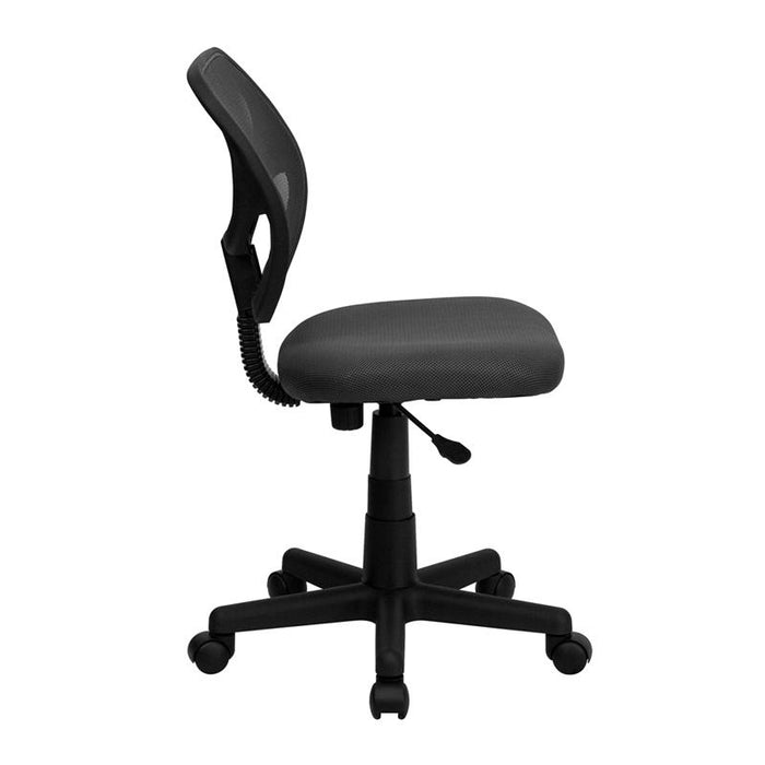 Low Back Gray Mesh Swivel Task Office Chair with Curved Square Back