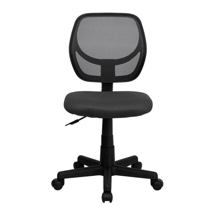 Low Back Gray Mesh Swivel Task Office Chair with Curved Square Back