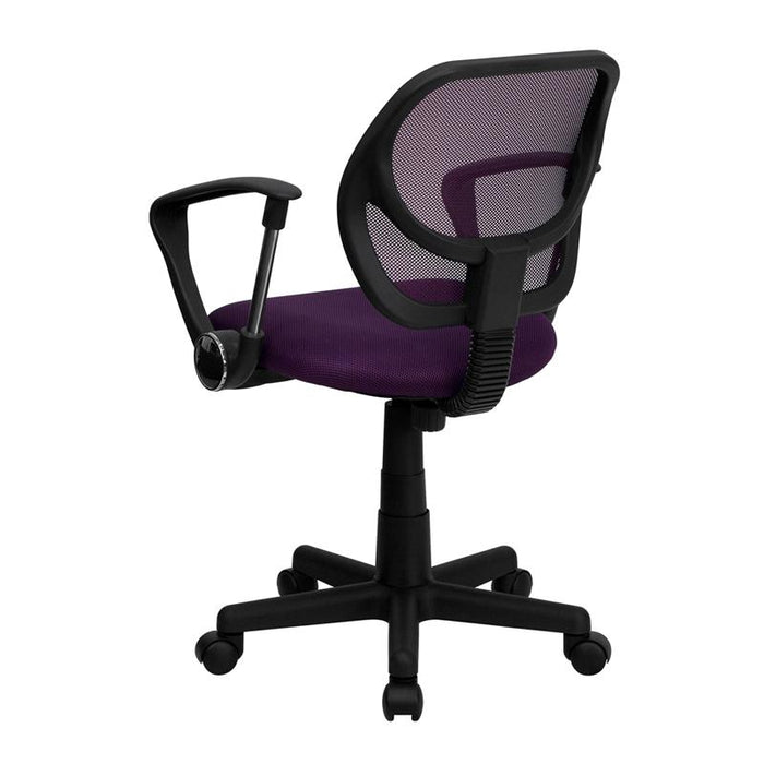 Low Back Purple Mesh Swivel Task Office Chair with Arms