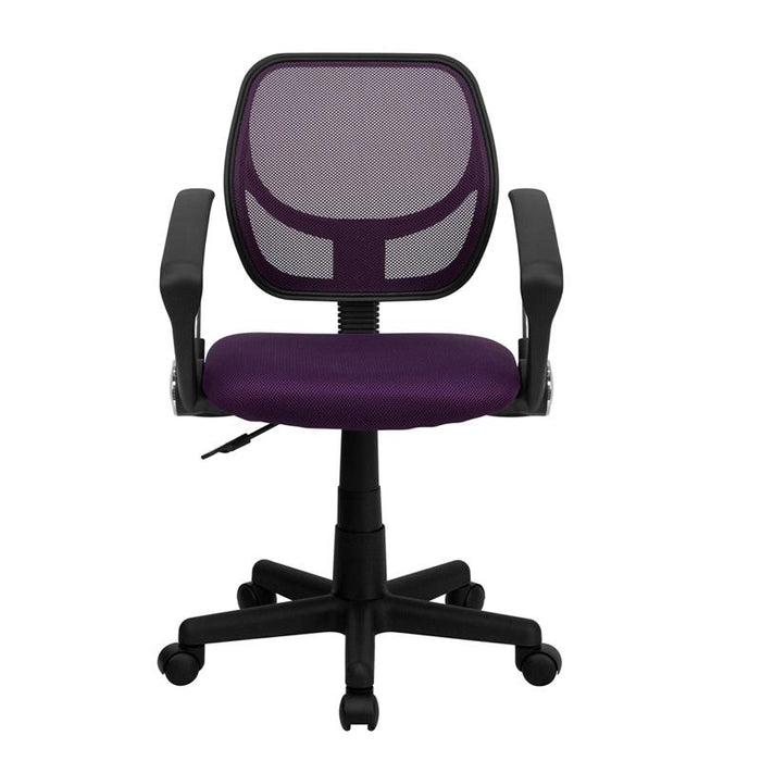 Low Back Purple Mesh Swivel Task Office Chair with Arms