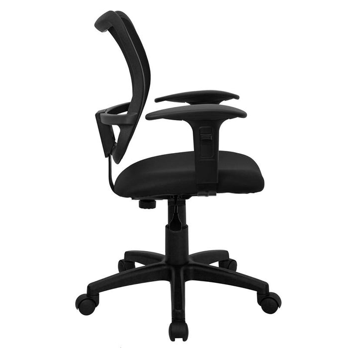 Mid-Back Black Mesh Swivel Task Office Chair with Adjustable Arms