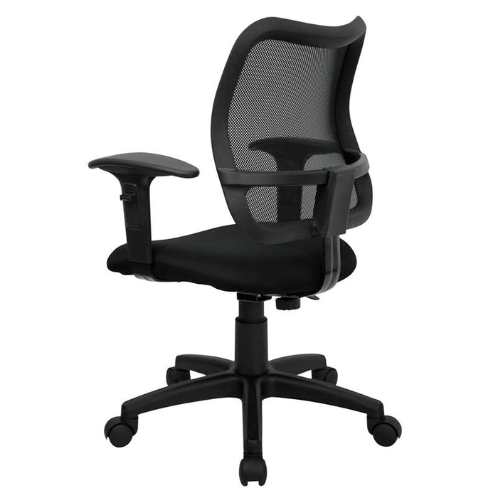 Mid-Back Black Mesh Swivel Task Office Chair with Adjustable Arms