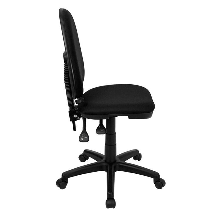 Mid-Back Black Fabric Multifunction Swivel Task Office Chair with Lumbar Support