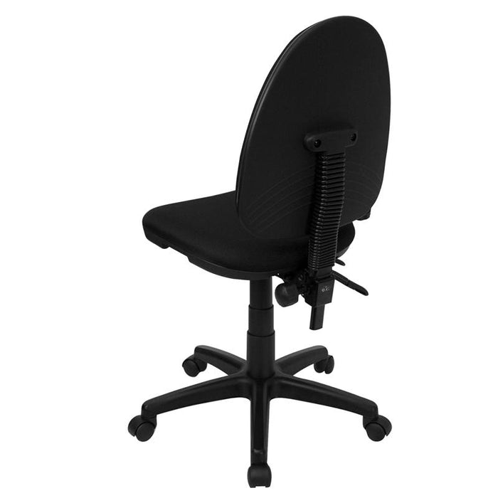 Mid-Back Black Fabric Multifunction Swivel Task Office Chair with Lumbar Support