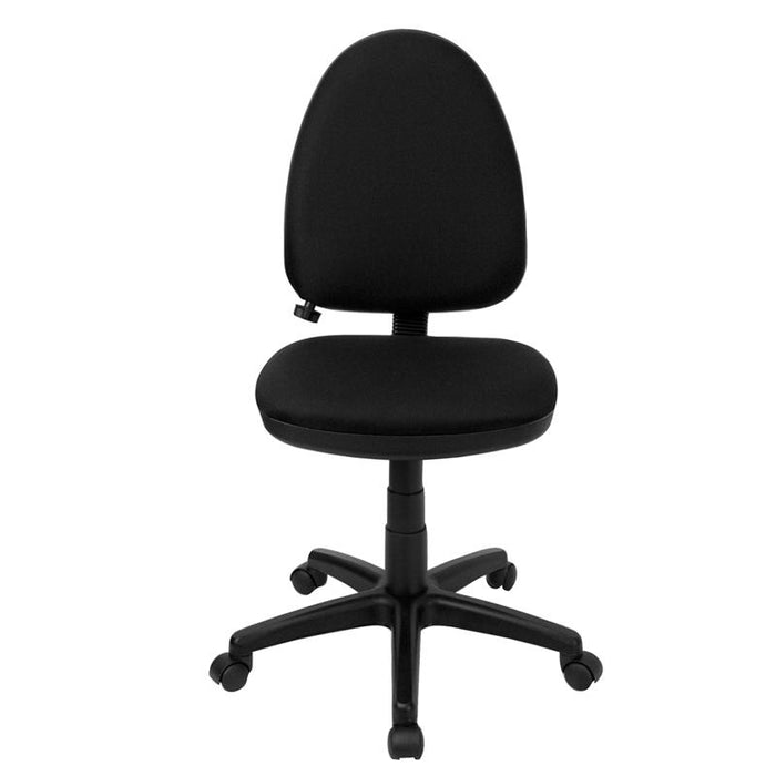 Mid-Back Black Fabric Multifunction Swivel Task Office Chair with Lumbar Support