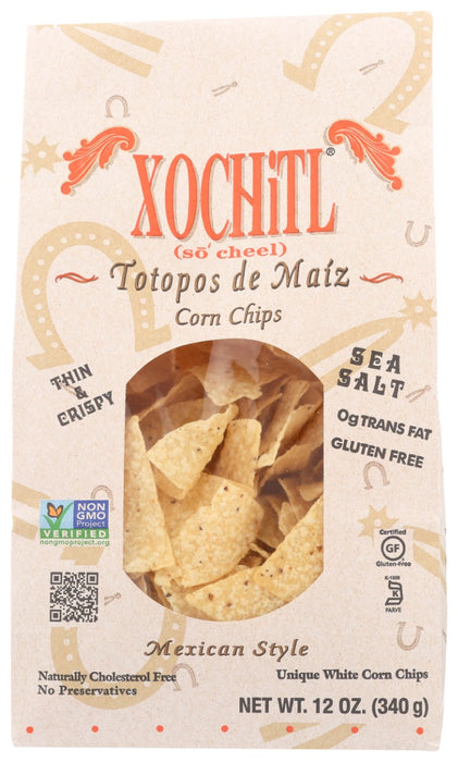 Our Xochitl Salted Tortilla Chips are the crispy, mouthwatering tortilla chips you've been looking for! With just a touch of salt, these chips can be enjoyed straight out of the bag or dipped into one of our fresh and delicious salsas for an authentic Mexican taste.