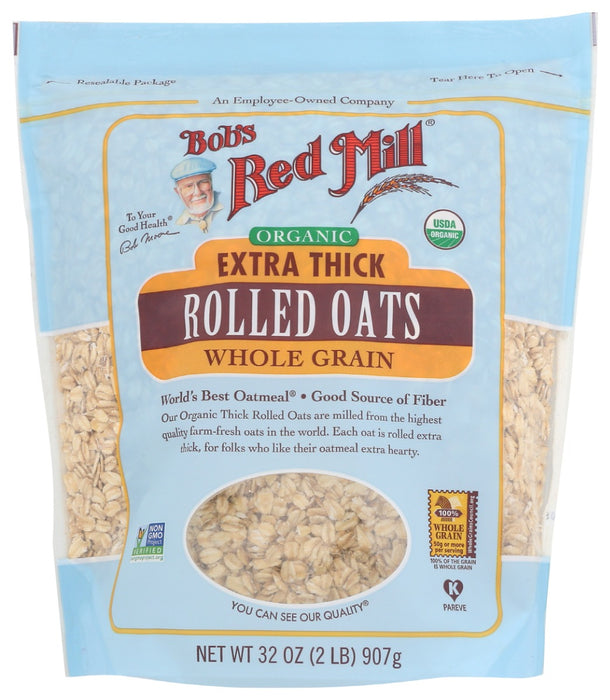 Have you tried our Organic Extra Thick Rolled Oats yet? They're ideal for folks who don't like the softer texture of many oatmeal varieties. We make them by taking certified organic oat groats, steaming them and rolling them even thicker than our delightful regular rolled oats, which means they have a chewy, toothsome quality without the extra cooking time of steel cut oats.