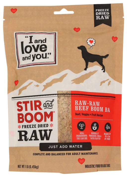 I&LOVE&YOU: Stir and Boom Raw Raw Beef Boom Ba Dog Food, 1 lb