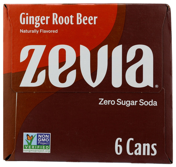 ZEVIA: Ginger Root Beer Soda 6Pk, 72 fo