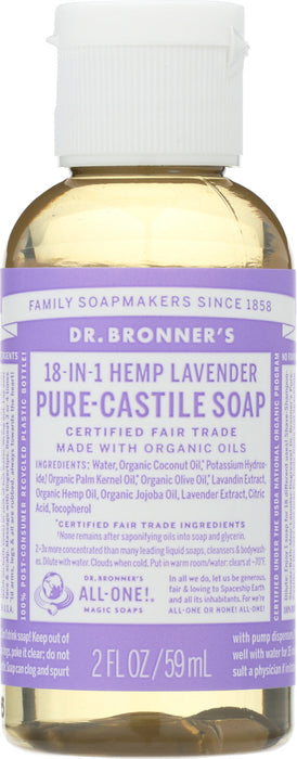 DR BRONNER'S: 18-in-1 Hemp Lavender Pure Castile Soap, 2 oz - No Brand For Less 