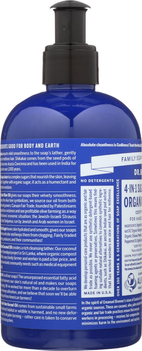 DR. BRONNER'S: 4-in-1 Sugar Peppermint Organic Pump Soap, 12 oz - No Brand For Less 