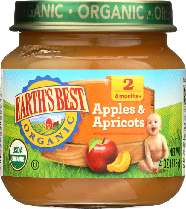 EARTHS BEST: Strained Apple and Apricot Organic, 4 oz