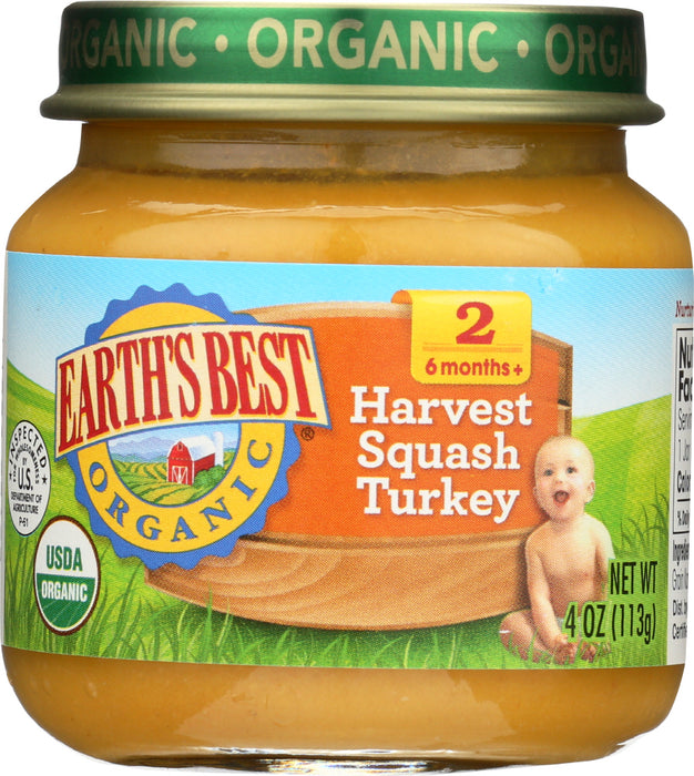 EARTHS BEST: Strained Harvest Squash Turkey, 4 oz