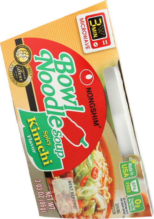 NONG SHIM: Soup Bowl Noodle Kimchi Spicy, 3.03 oz