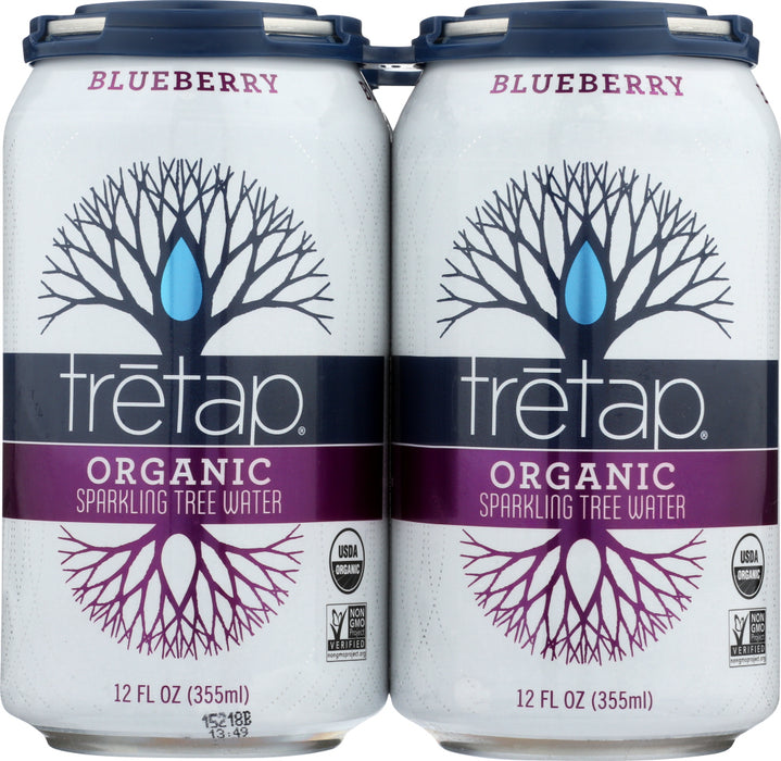 TRETAP: Blueberry Sparkling Water 4 Pack, 48 fl oz