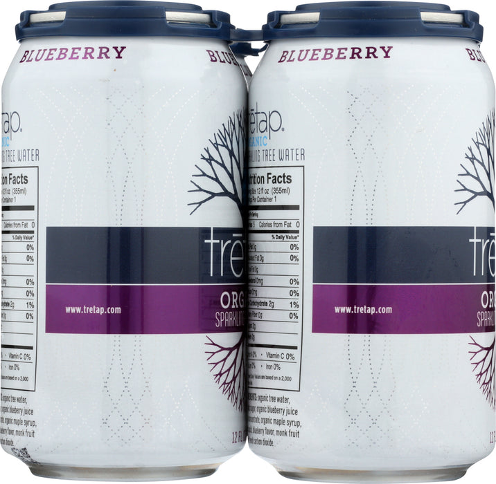 TRETAP: Blueberry Sparkling Water 4 Pack, 48 fl oz