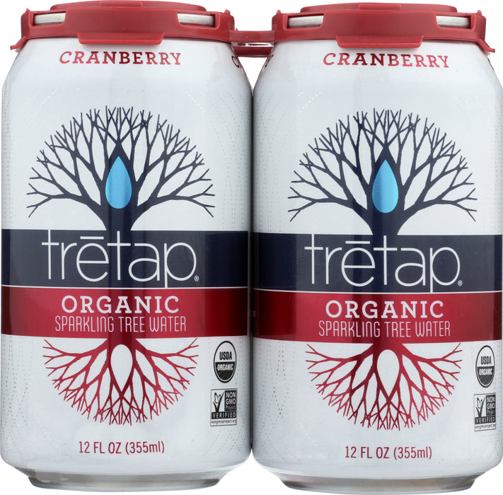 TRETAP: Cranbberry Sparkling Water 4 Pack, 48 fl oz