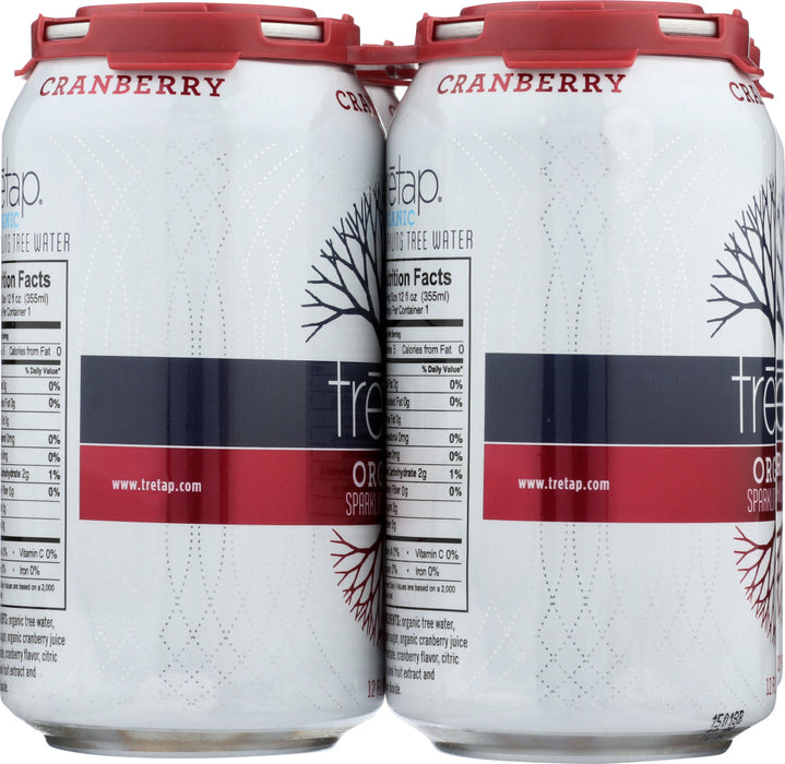 TRETAP: Cranbberry Sparkling Water 4 Pack, 48 fl oz