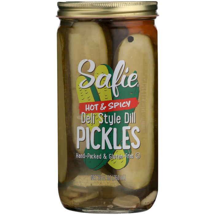 SAFIE: Hot & Spicy Deli Style Dill Pickles, 26 oz