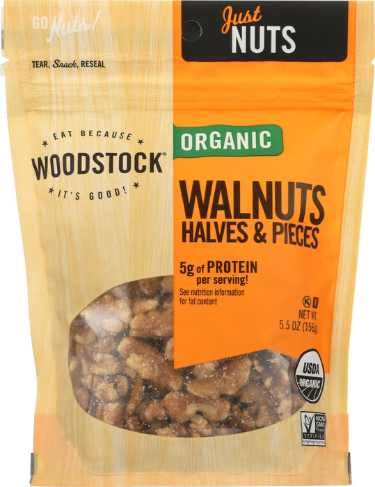 WOODSTOCK: Walnuts Halves And Pieces, 5.5 oz