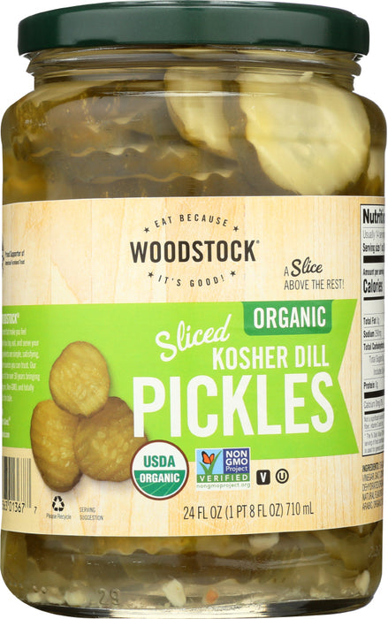 WOODSTOCK: Organic Kosher Sliced Dill Pickles, 24 oz