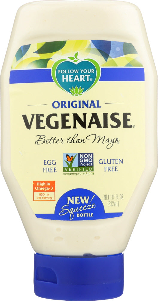 FOLLOW YOUR HEART: Original Vegenaise Squeeze Bottle, 18 oz — No Brand ...