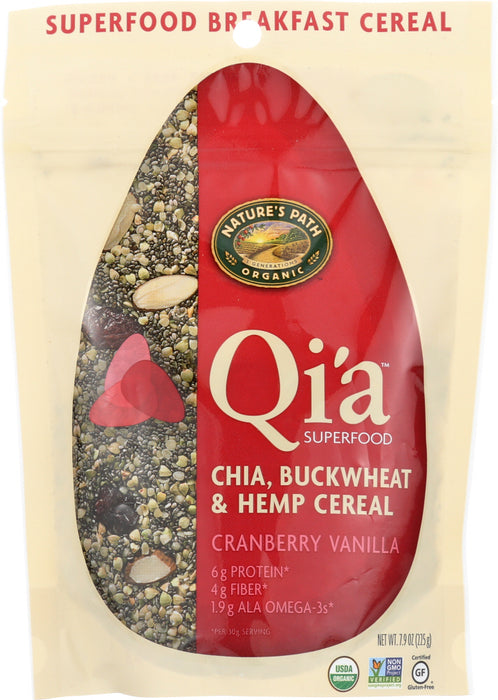 QIA: Cranberry Vanilla Chia Buckwheat and Hemp Cereal, 7.94 oz