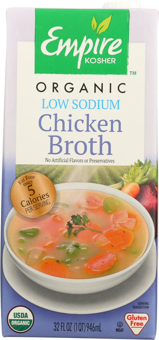 EMPIRE KOSHER: Chicken Broth Low Sodium, 32 oz - No Brand For Less 