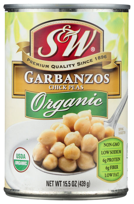 S & W: Organic Garbanzo Beans, 15 oz