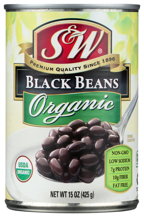 S & W: Organic Black Beans, 15 oz