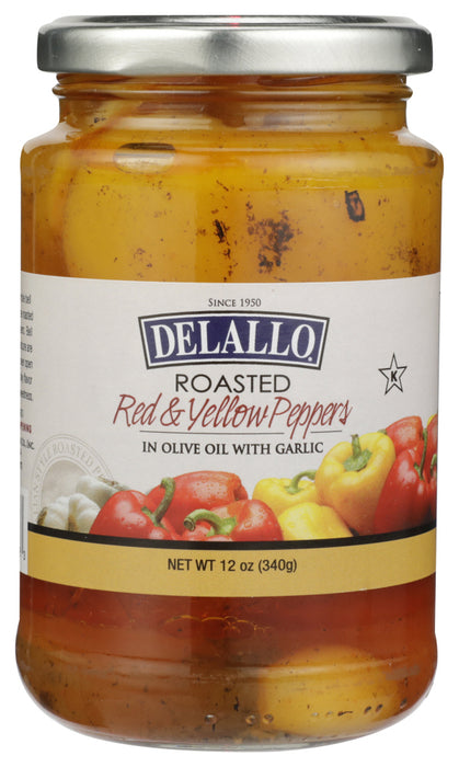 DELALLO: Roasted Yellow & Red Peppers with Garlic, 12 oz - No Brand For Less 