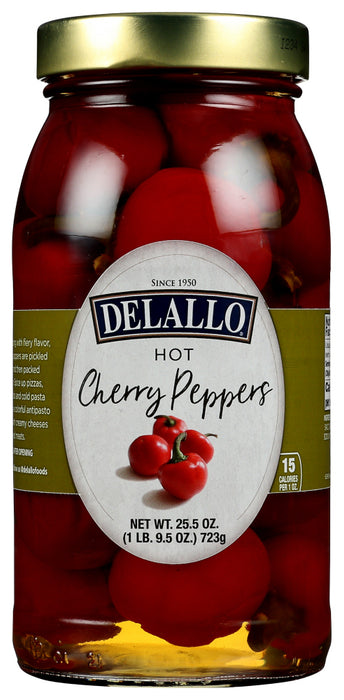 DELALLO: Red Hot Cherry Peppers, 25.5 oz - No Brand For Less 