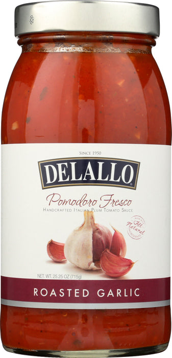 DELALLO: Sauce Garlic Roasted Pomodoro Fresco, 25.25 oz - No Brand For Less 