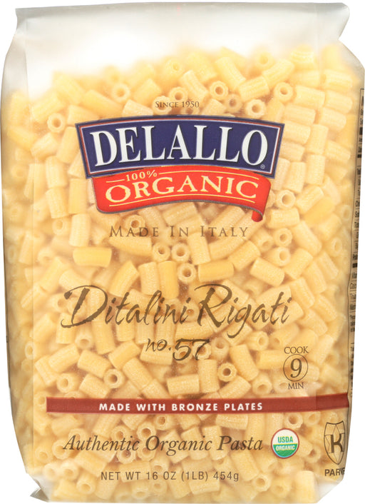 DELALLO: Organic Ditalini Rigati No. 57 Pasta, 16 oz - No Brand For Less 