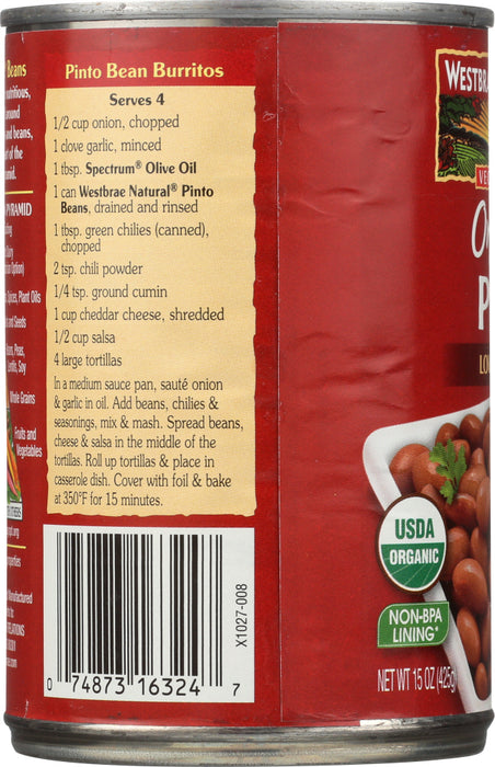 WESTBRAE: Natural Organic Pinto Beans, 15 oz