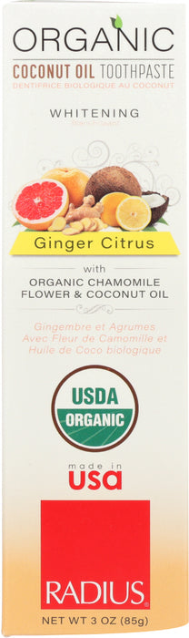 RADIUS: Toothpaste Ginger Citrus Organic, 3 oz