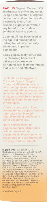 RADIUS: Toothpaste Ginger Citrus Organic, 3 oz