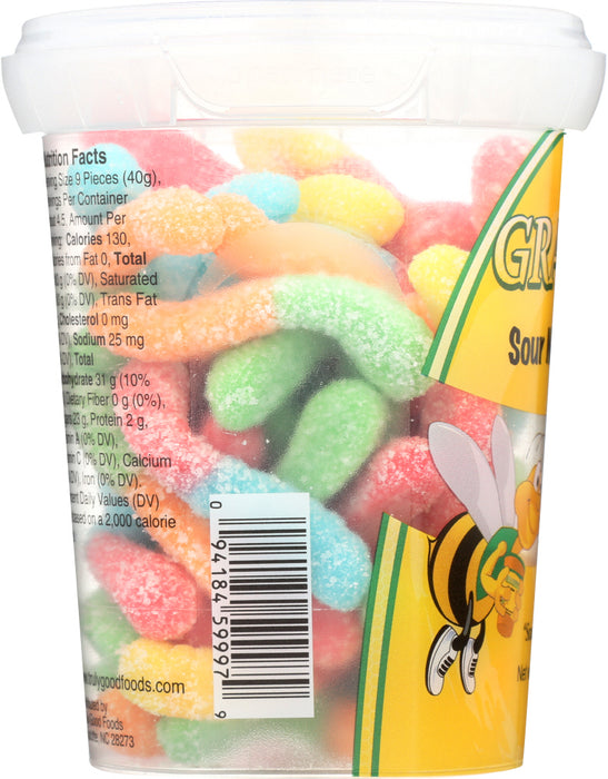 GRABEEZ SNACK CUPS: Sour Neon Worms Snack Cup, 6.3 oz - No Brand For Less 