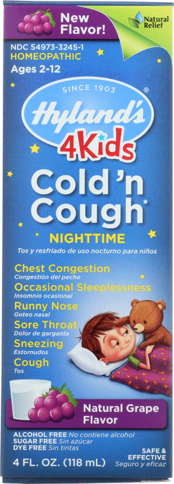 HYLAND: Kid Cold And Cough Night Grape Flavor, 4 oz