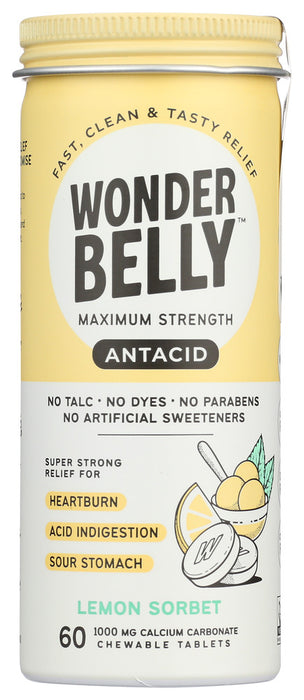 WONDERBELLY: Lemon Sorbet Antacid Chews, 60 tb