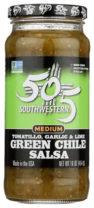 505 SOUTHWESTERN: Hatch Valley Tomatillo Garlic And Lime Salsa Medium, 16 oz