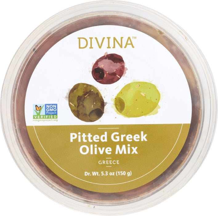 DIVINA: Olive Mix Greek Pitted Natural, 5.3 oz - No Brand For Less 