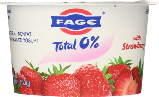 FAGE TOTAL GREEK: Strawberry Yogurt Total 0%, 5.3 oz - No Brand For Less 