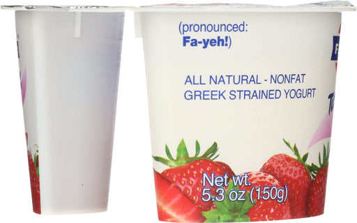 FAGE TOTAL GREEK: Strawberry Yogurt Total 0%, 5.3 oz - No Brand For Less 