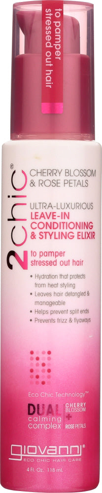 GIOVANNI COSMETICS: 2chic Ultra-Luxurious Leave-In Conditioning & Styling Elixir Cherry Blossom, 4 oz - No Brand For Less 