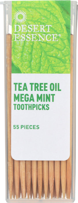 DESERT ESSENCE: Tea Tree Oil Mega Mint Toothpicks, 1 ea - No Brand For Less 