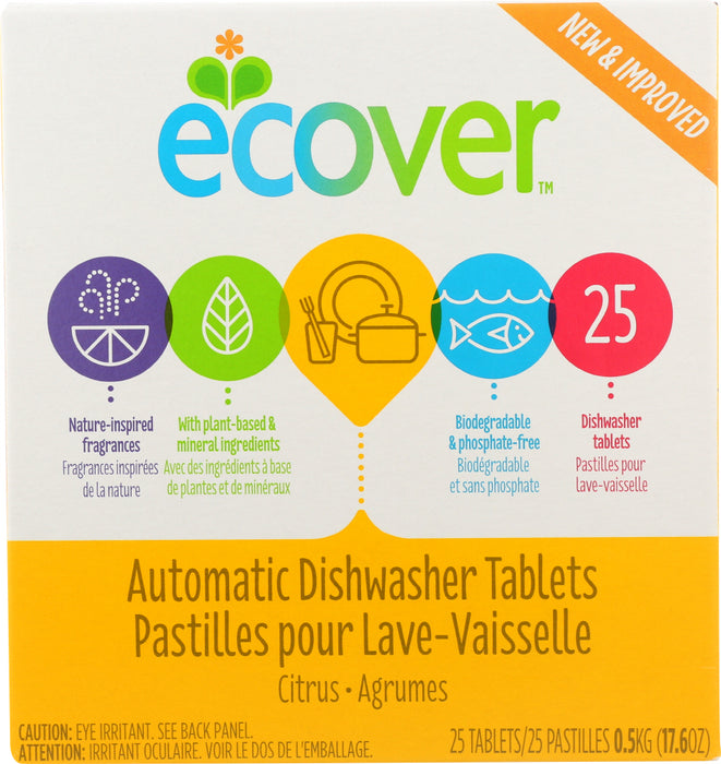 ECOVER: Automatic Dishwasher Tablets Citrus Scent 25 Tablets, 17.6 oz - No Brand For Less 