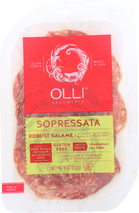 OLLI  SALUMERIA: Sopressata Robust Salame Pre Sliced, 4 oz